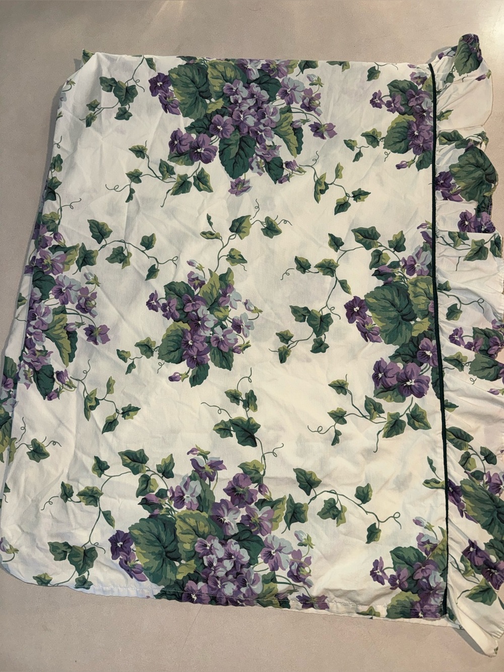 Vintage Waverly Sweet Violets Twin Flat Sheet Ruffle Violet 90s Grandmacore